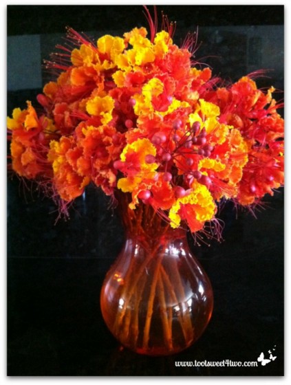 Mexican Bird of Paradise in an orange vase - Orange Crush
