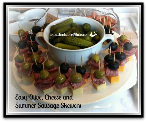 Easy Olive, Cheese and Summer Sausage Skewers