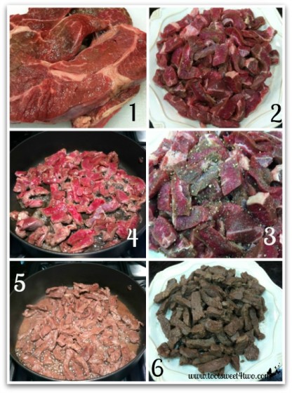 Preparing the beef for Beef Stroganoff