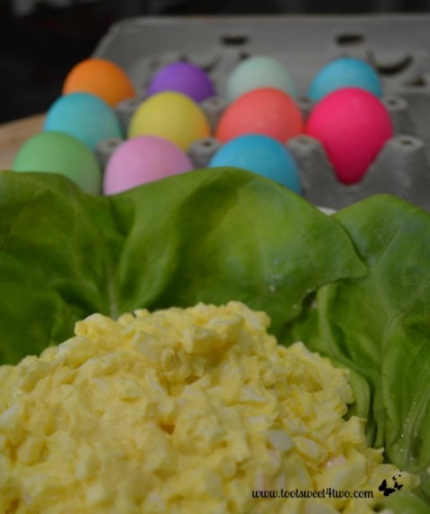 Finished Egg Salad with Easter eggs in the background!