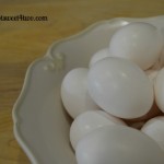 Hard-boiled eggs in bowl