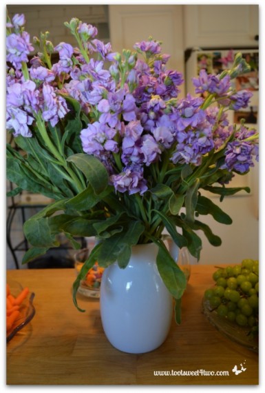 Lavender Flowers in a White Pitcher