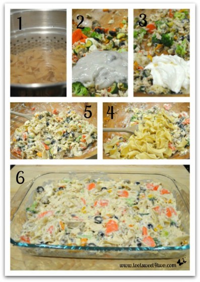 Mixing casserole for Garden Vegetable Tuna Casserole