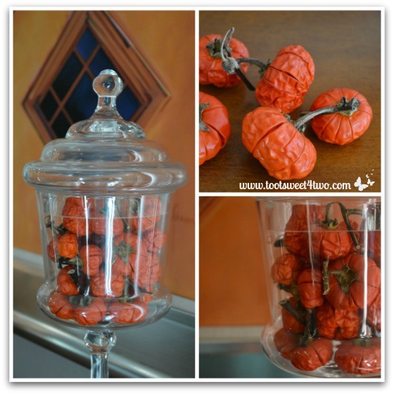 Pumpkin Tree fruit in glass jar collage