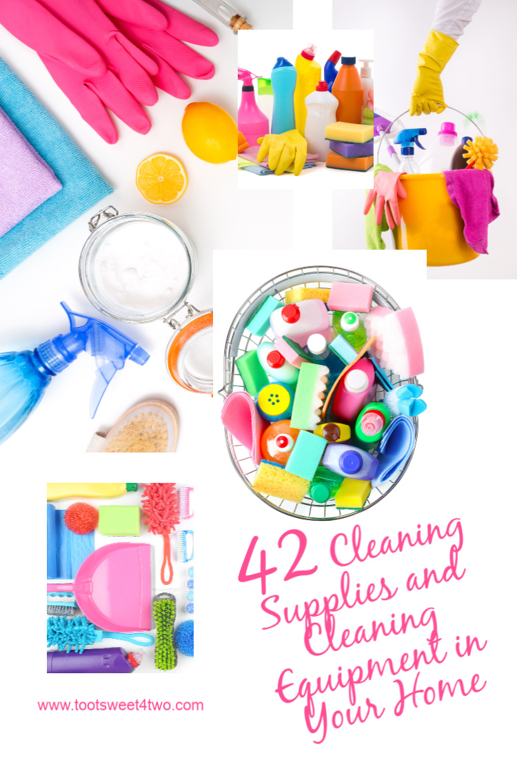 collage of brightly colored cleaning supplies