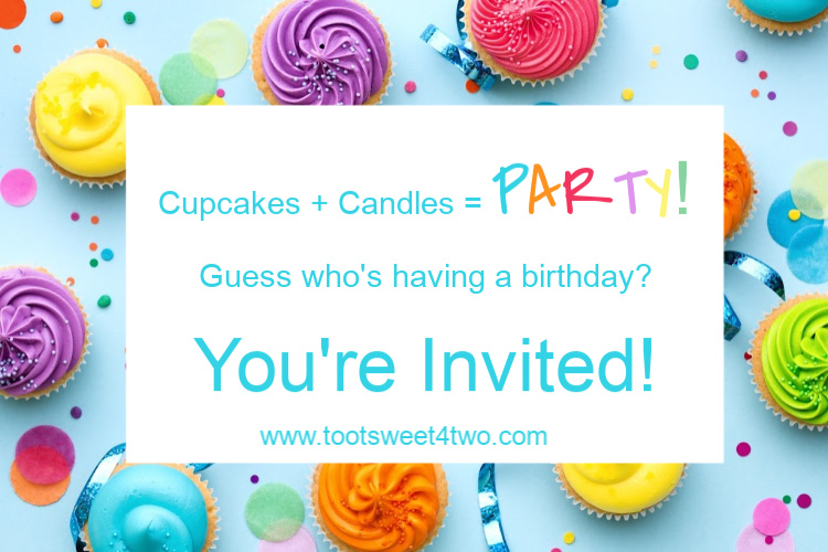 birthday party invitations with cupcake background