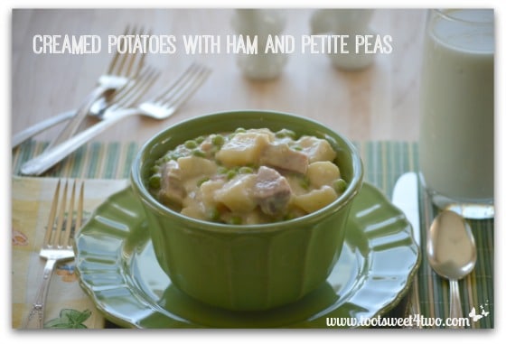 Old School Creamed Potatoes with Ham and Petite Peas