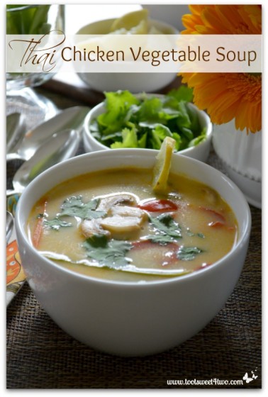 Thai Chicken Vegetable Soup close-up Pinterest