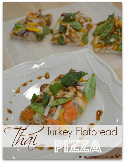 Thai Turkey Flatbread Pizza slices plated