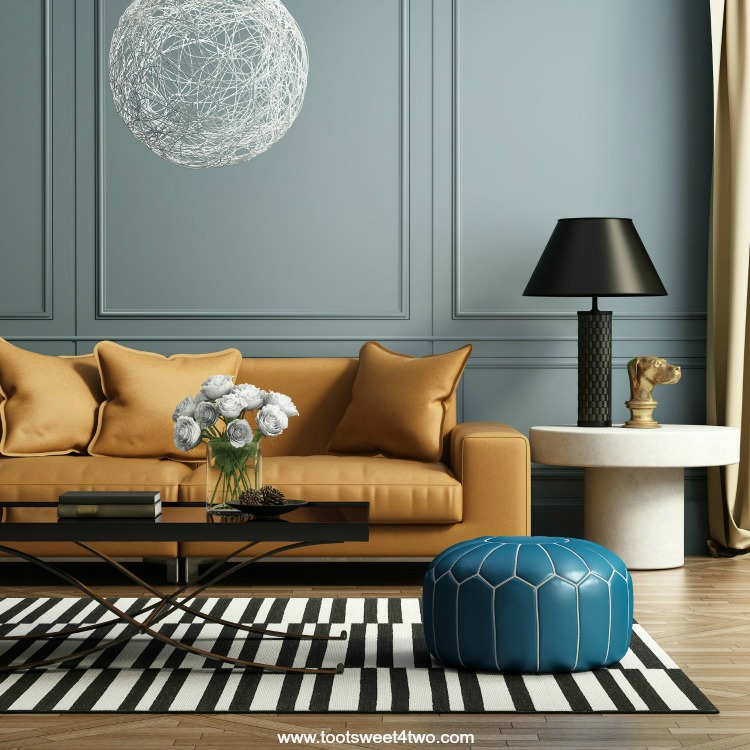 gold sofa and other beautiful modern things in living room