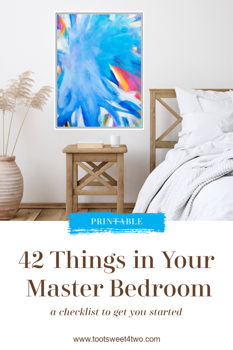 Wild Blue Yonder abstract painting in beautiful master bedroom