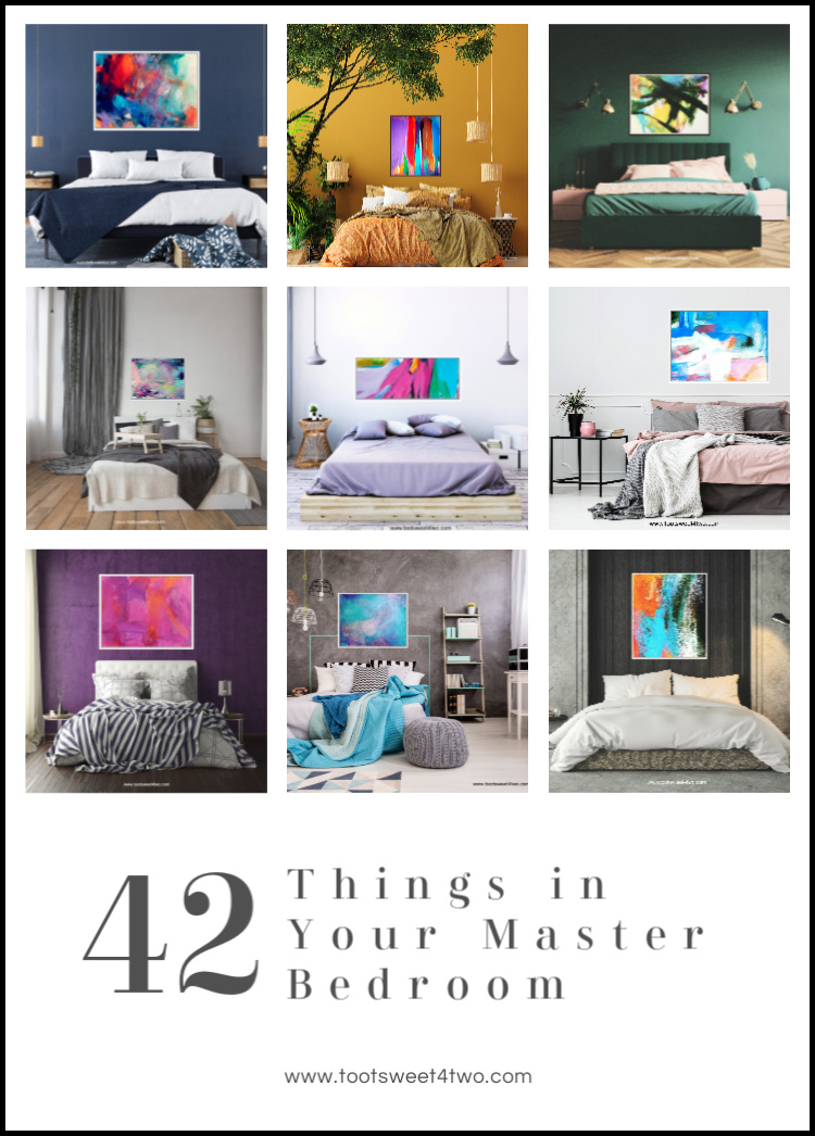 nine different master bedroom looks with modern art