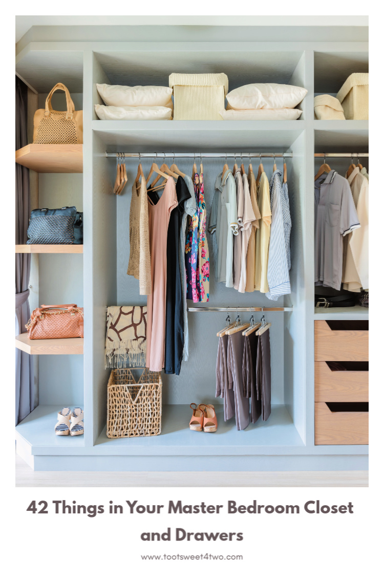 beautiful blue closet with women's clothes, purses and shoes