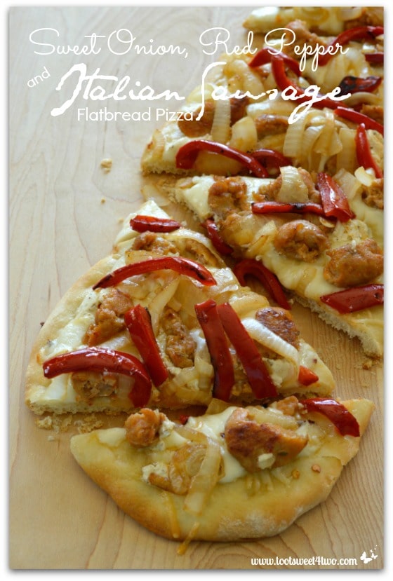 Sweet Onion, Red Pepper and Italian Sausage Flatbread Pizza for Two