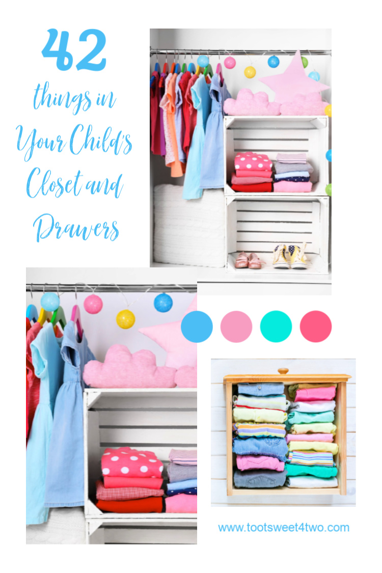 collage of beautiful children's closet and drawers