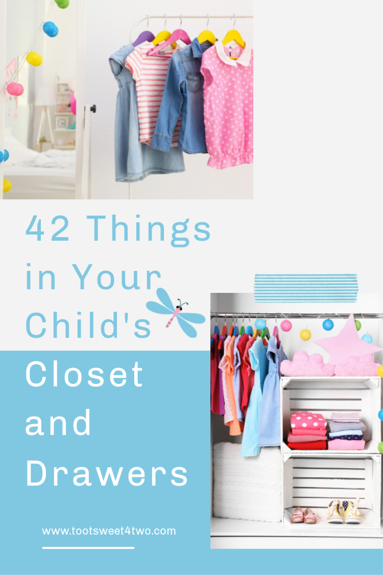 collage of child's closet with clothes