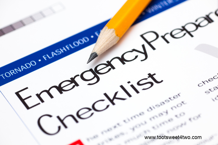 closeup of emergency planning checklist and pencil