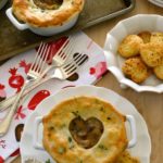 Sweetheart Steak and Potato Pot Pie in individual casserole dishes