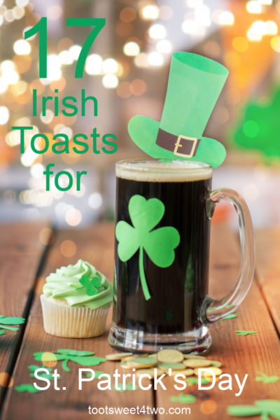 Irish Toast with an Irish drink and cupcake
