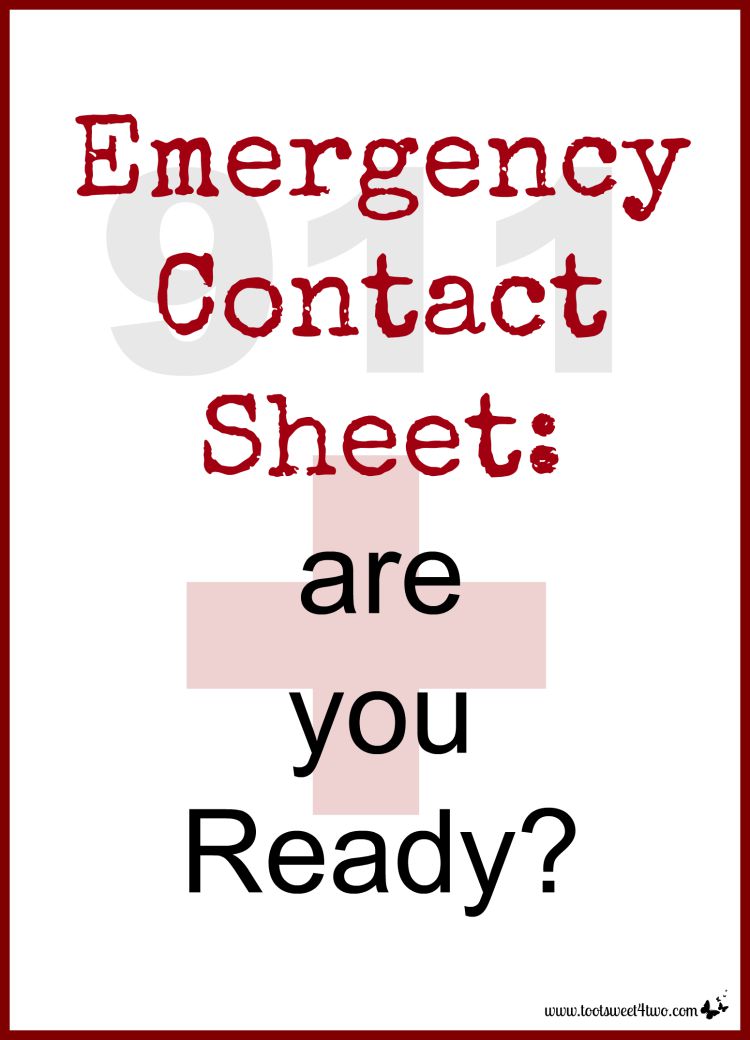 Emergency Contact Sheet:  are you Ready?