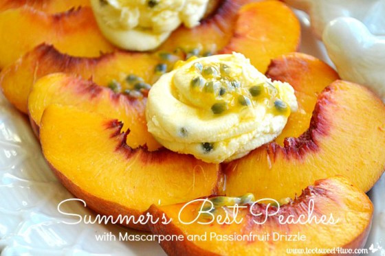 Summer's Best Peaches with Mascarpone and Passionfruit Drizzle close-up