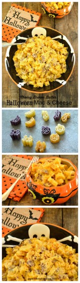Cheesy Brown Butter Halloween Mac & Cheese Pinterest collage