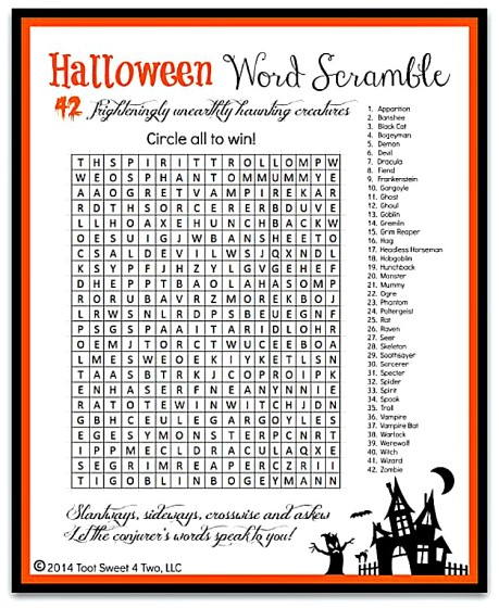 Halloween Word Scramble photo 750x915