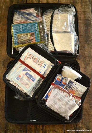 Inside contents of Vehicle Emergency First Aid Kit