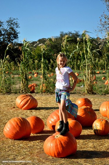 Princess P standing on a Big Mac pumpkin 2015