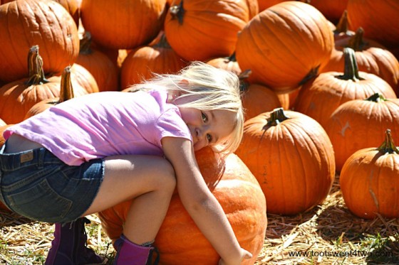 Princess Sweetie Pie hugging a pumpkin