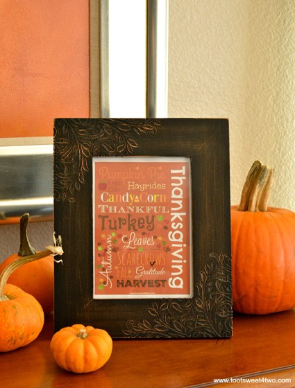 Framed Autumn printable with real pumpkins vertical
