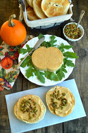 Harvest Pumpkin Cream Cheese Spread with Toasted Bagels and Pepitas