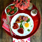 Sweetheart Ham and Egg Breakfast on a red tray