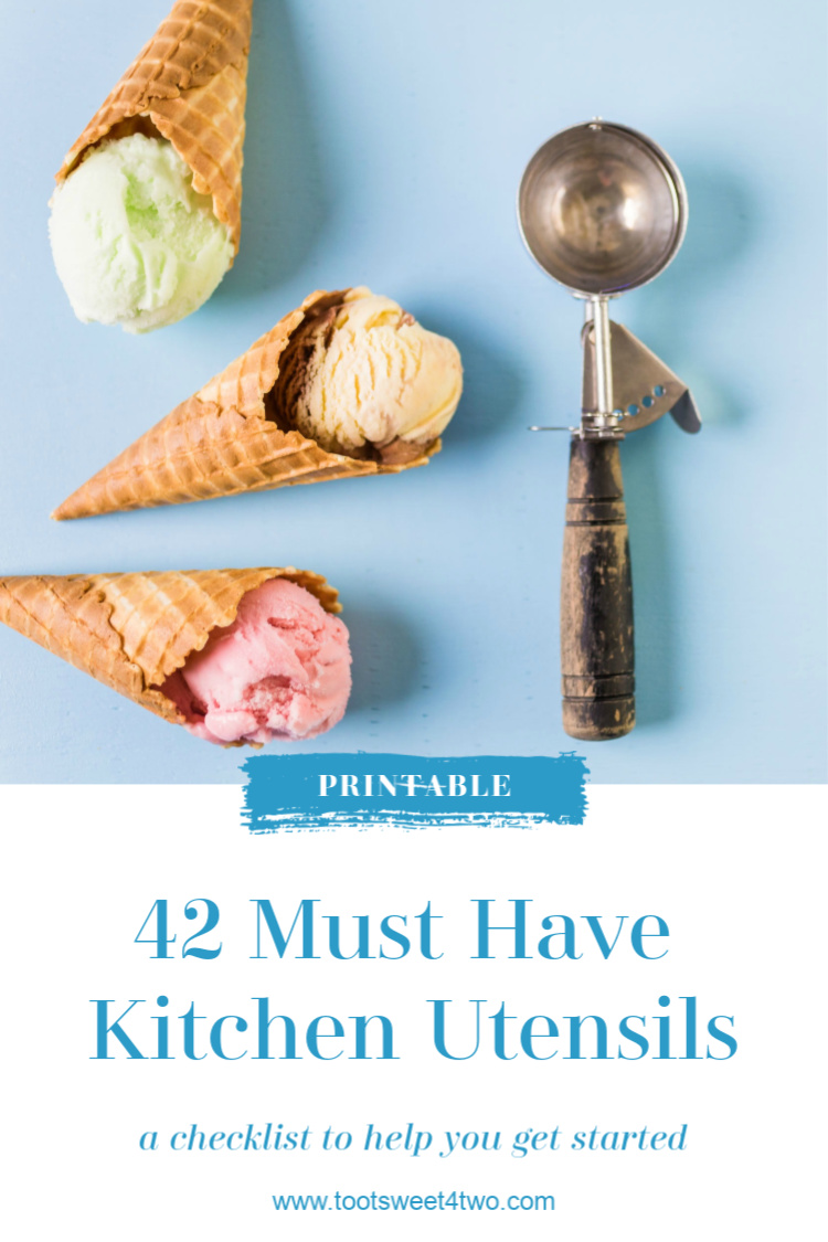 three ice cream cones in waffle cones and ice cream scoop for Pinterest