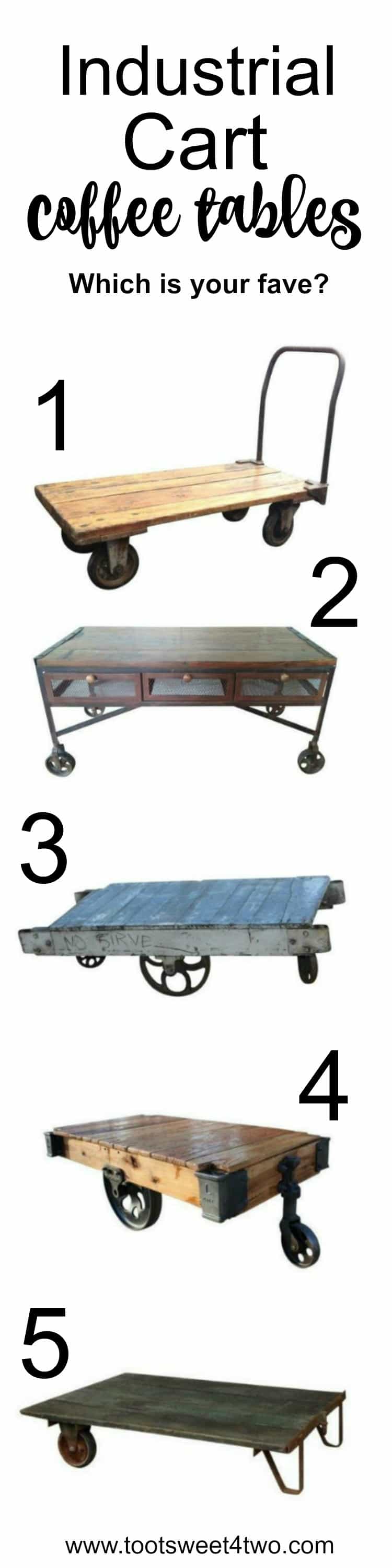 Are you searching for the perfect rustic coffee table? One with some age, a weathered masterpiece of coffee table perfection? Here are a few ideas for distressed, industrial, rustic, shabby chic and unique coffee tables. | www.tootsweet4two.com