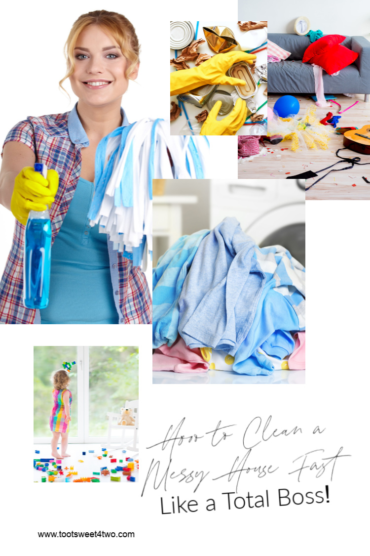 collage of cleaning a messy house