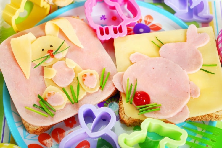Celebrate Easter by making adorable Easter bunny sandwiches cut from cookie cutters