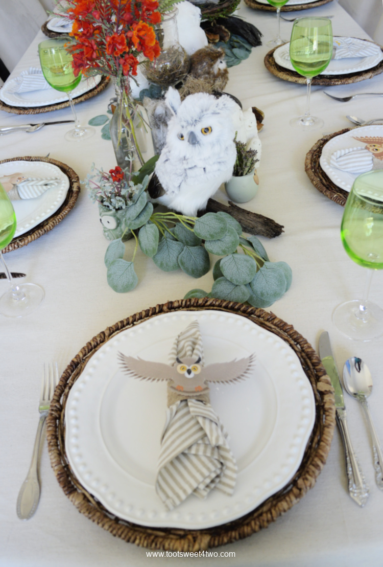 Dining table decorated with adorable owl decor