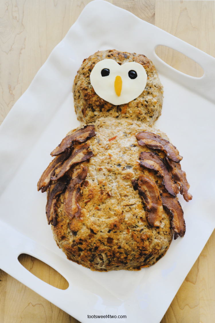 Owl Meatloaf with Bacon Wings