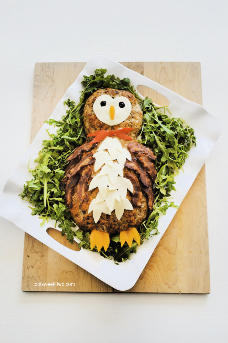 Party Food Ideas - Barn Owl Meatloaf on a platter